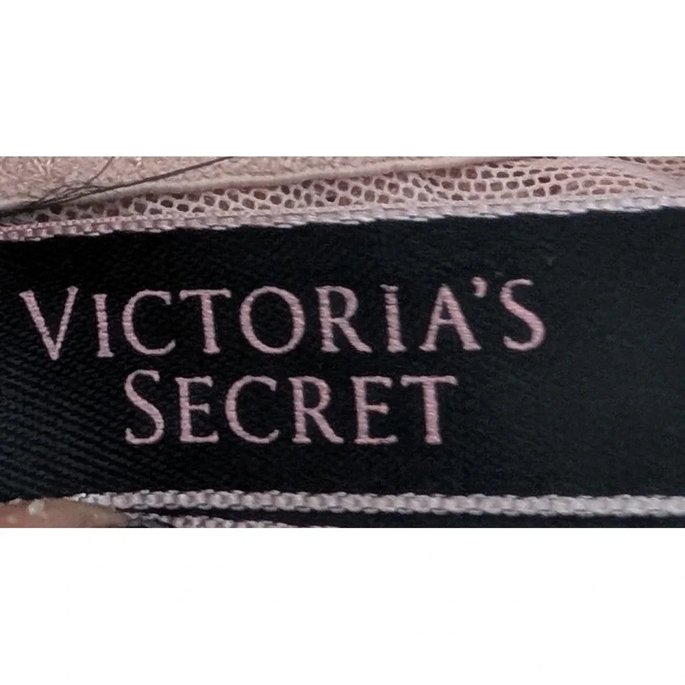 Victoria's Secret Unlined Demi Bra Lace Sheer Pink 36D Adjustable Straps - Picture 5 of 6